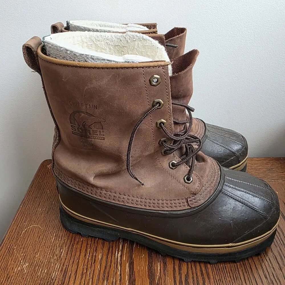 VTG Sorel‎ Chieftain Heavy Duty Insulated Snow Boots Made In Canada Men's 9